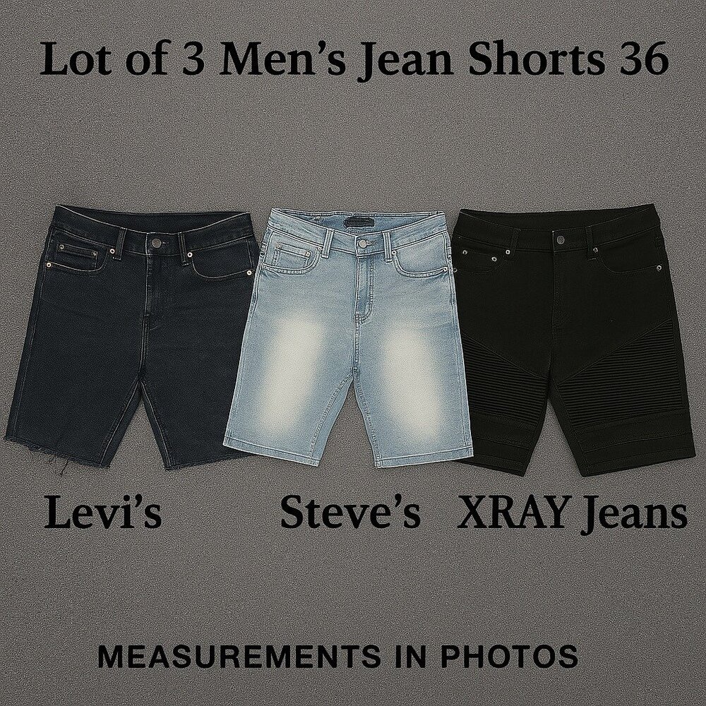 Lot of 3 Men’s Jean Shorts 36 |‎ Levi’s XRAY Steve’s Raw Hem Moto